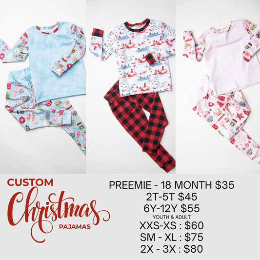 Christmas Pajamas 2025 - Custom Order - Preemie to Adult 3X